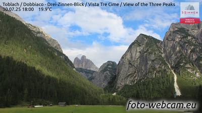 Preview delle webcam di Dobbiaco: Drei-Zinnen-Blick - Vista Tre Cime - View of the Three Peaks