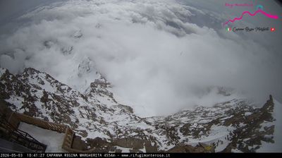immagine della webcam nei dintorni di Cervinia Plateau Rosa: webcam Capanna Margherita